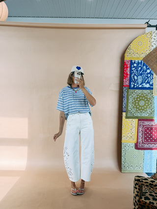 oversized dusty blue stripe tee