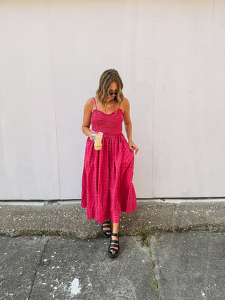 flamingo gingham dress