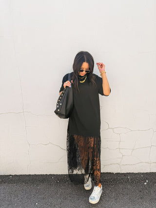 blackbird lace tshirt dress