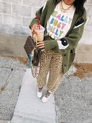 leopard love barrel jeans