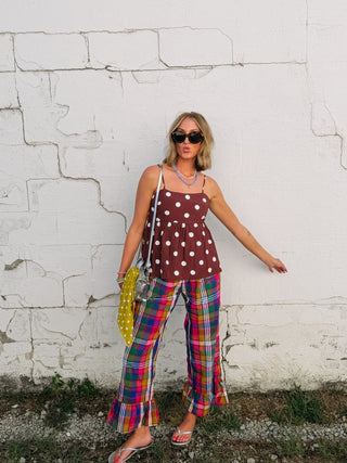 colorpop plaid ruffle pants