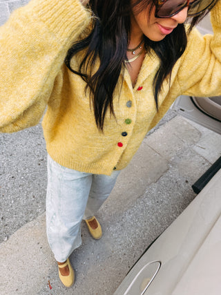 cute as a button cardigan - yellow