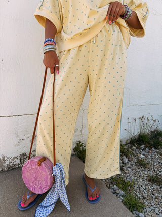 lost in comfort polka dot pants - yellow