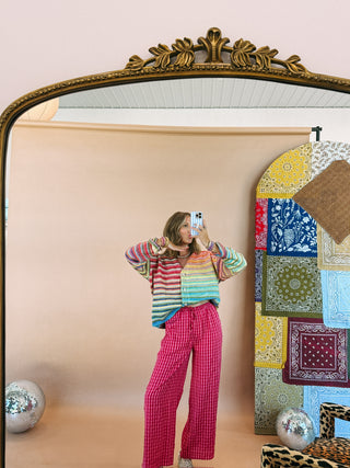 fuchsia fever gingham pants