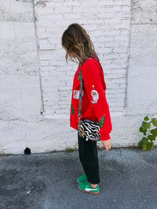 sequin santa & trees sweater