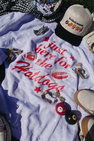 ETTA OG | here for the hotdogs sweatshirt - ash / red