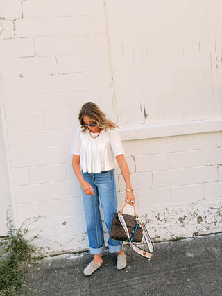 playful pintuck top - ivory