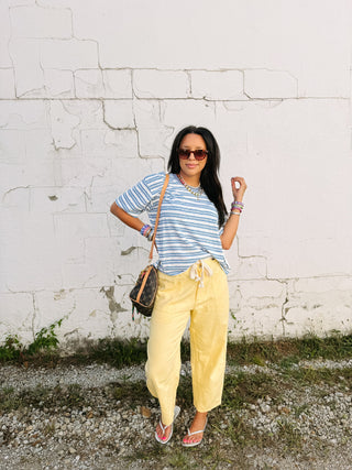 oversized dusty blue stripe tee