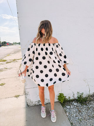 puffy polka dot dress