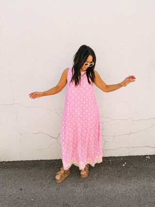 playful polka dot dress - pink