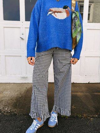 girly gingham pants - black