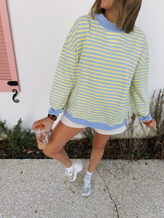 happy day mocked stripe top