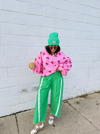 fuzzy cherry pullover