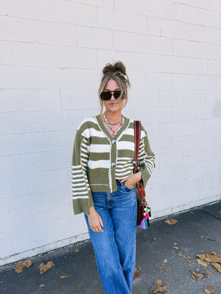 betty button sweater - olive