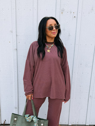 feeling fuzzy oversized top - pink / brown