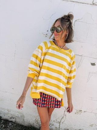 oversized citrus stripe sweatshirt