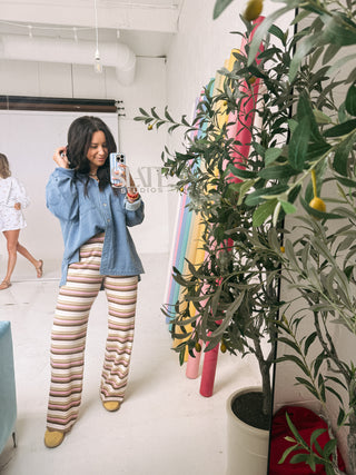 hazelnut stripe comfy pants