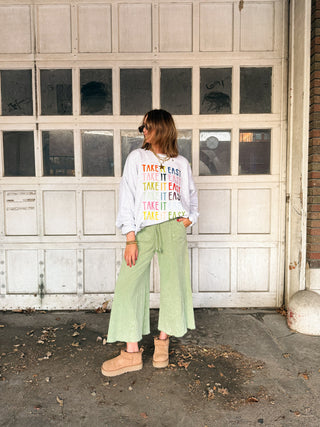 worth the wait wide leg pants - avocado