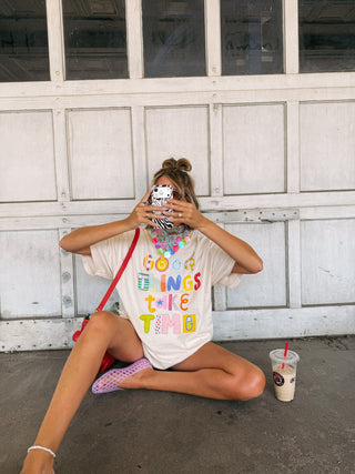 ETTA OG | good things take time graphic tee - ivory