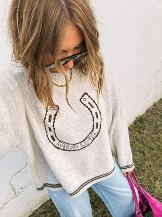 good luck horseshoe sweater
