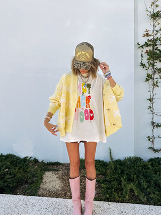 oversized bow cardigan - yellow