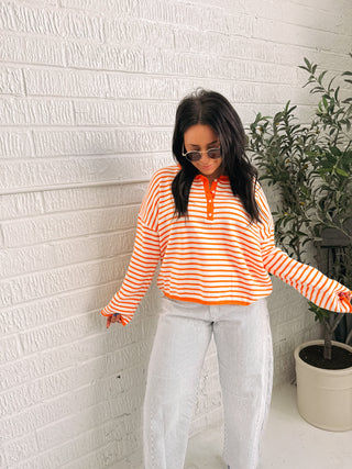 orange skies henley sweater.