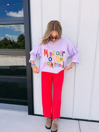 LIMITED EDITION | mind your own motherhood cropped sweatshirt - lilac