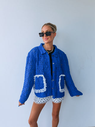 POL | ultramarine chunky knit cardigan