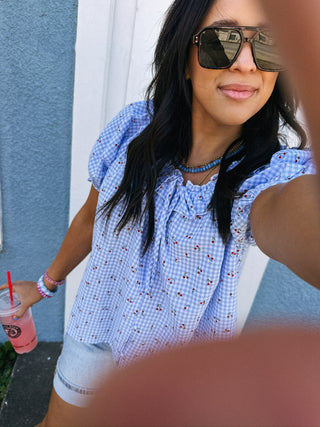 cherries and cream button top