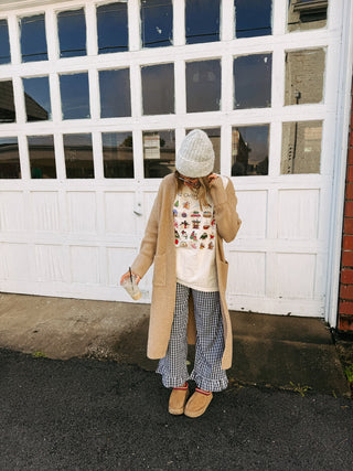 girly gingham pants - black