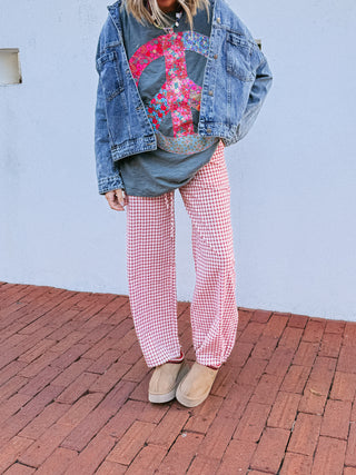 boyfriend boxer pants - red