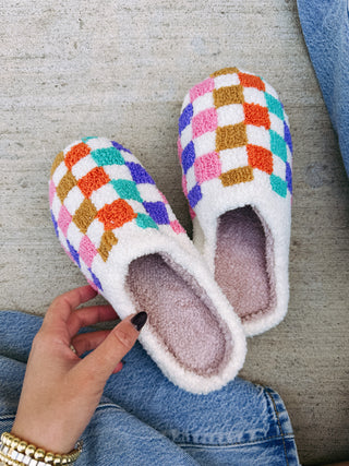 checker slippers - multicolor