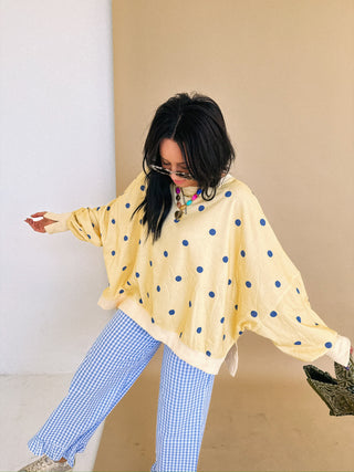 turn up the sunshine polka dot top