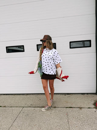 oversized polka dot tee - white