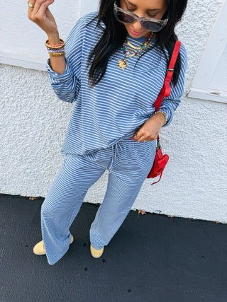 soulmate stripe two piece set - blue