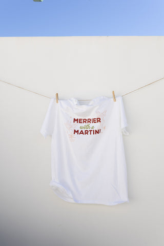 ETTA OG | merrier with a martini graphic tee - white