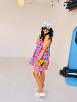 checkmate plaid mini dress