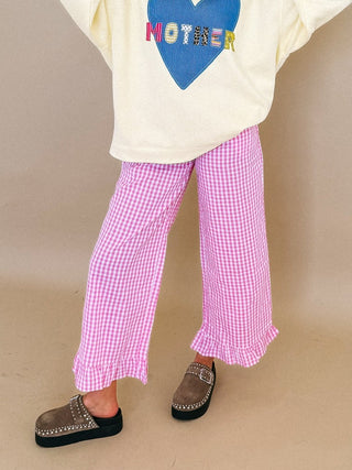 girly gingham pants - light pink