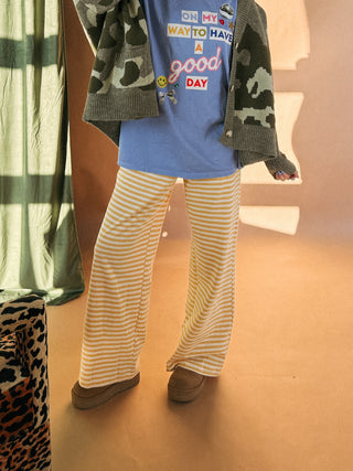 fall in line foldover pants - lemon / ivory