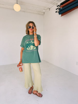 palm tree textured pants