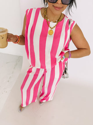 bubblegum stripe two piece set
