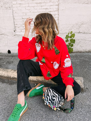 sequin santa & trees sweater