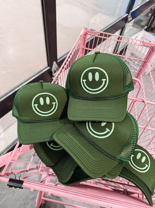 ETTA OG | puff smiley trucker hat - green
