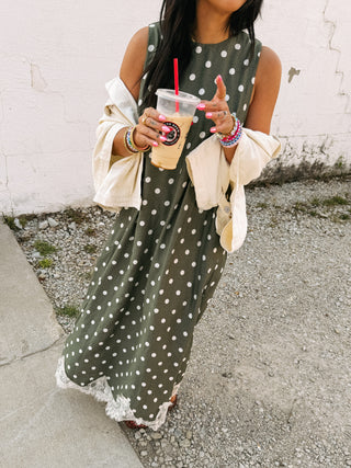 playful polka dot dress - olive