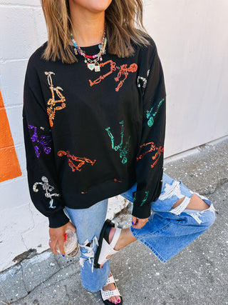 sequin skeleton sweatshirt