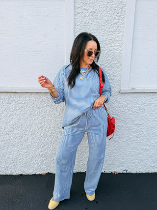 soulmate stripe two piece set - blue