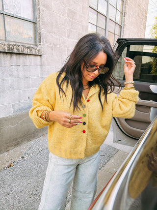 cute as a button cardigan - yellow