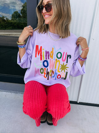 LIMITED EDITION | mind your own motherhood cropped sweatshirt - lilac