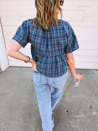 sugar plum plaid top