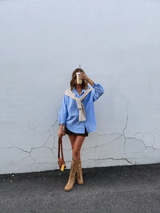 jackie layered button top - blue
